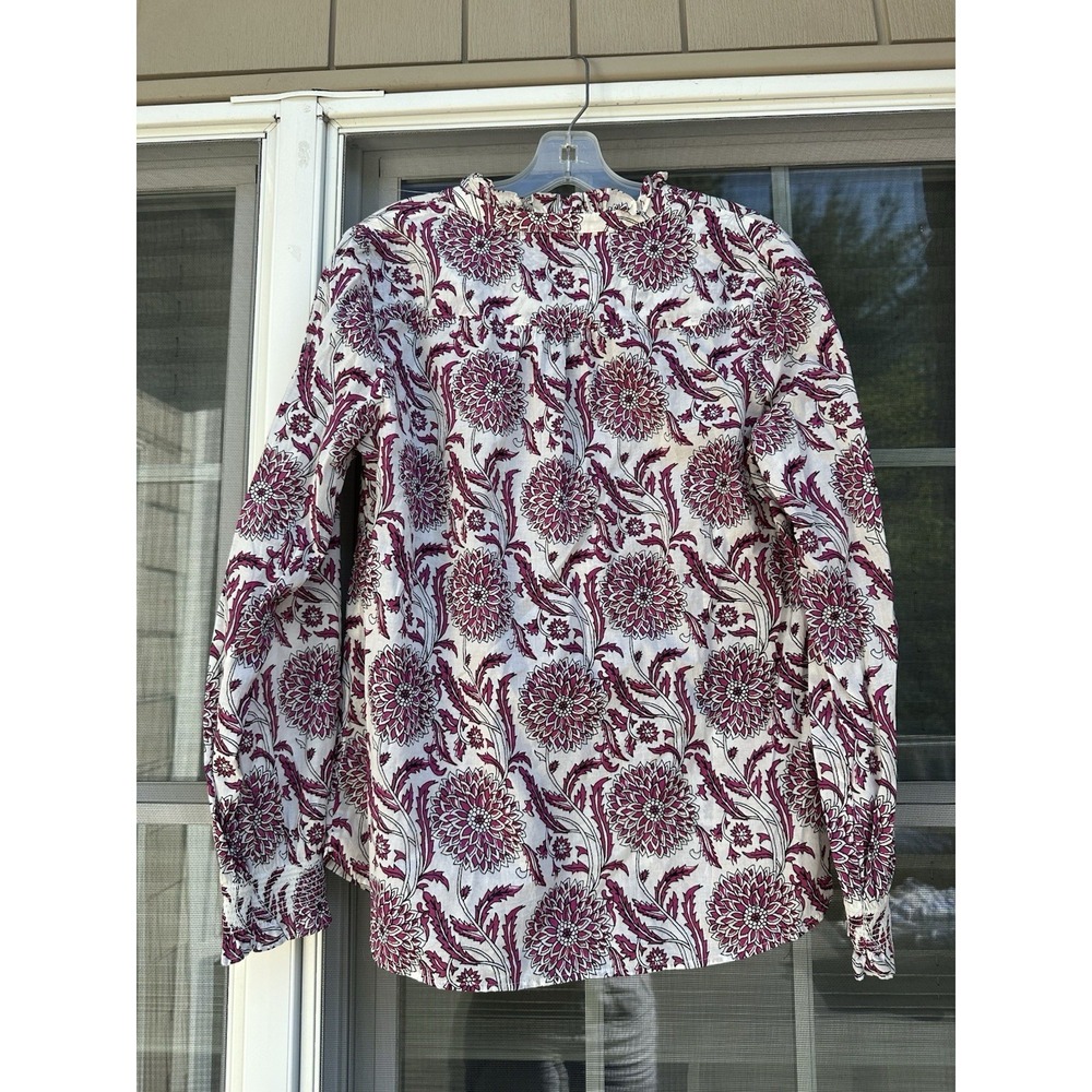 Talbots Popover Shirt Floral Long Sleeve Lightweight Cotton Medium